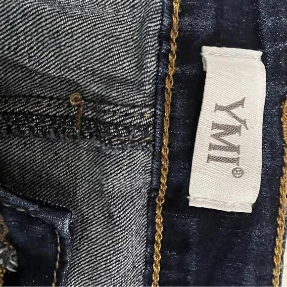 YMI Juniors High Rise Flare Distressed Cotton Blend Raw Hem Green Jeans-Size 7 - Picture 3 of 7